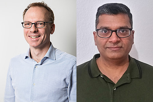 Prof. Markus Witzenrath (links, Foto: Markus Blank) und Dr. Gopinath Krishnamoorthy (Foto: G. Krishnamoorthy) forschen zur Resistenzmechanismen von P. aeruginosa. 