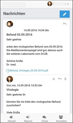 Beispiel für die von den Ärzten genutzte Kommunikationsplattform.