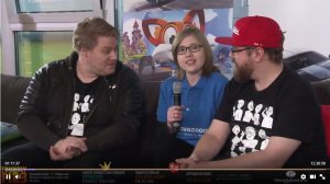 Screenshot aus dem FriendlyFire3-Stream. In der Mitte: Diana Hofmann aus dem Vorstand des Mukoviszidose e.V.