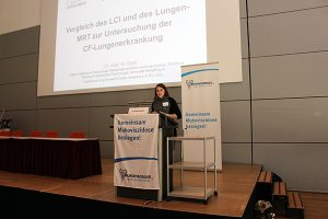 Auf der 52. Jahrestagung des Mukoviszidose e.V. in Schweinfurt präsentierte Dr. Stahl ihre Forschungsergebnisse.