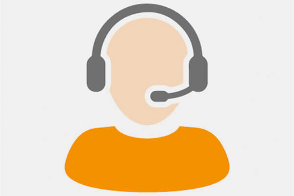 Stilisierter Mensch mit Headset. Die Beratung des Mukoviszidose e.V. bietet Hilfestellungen bei sozialrechtlichen Fragen. 